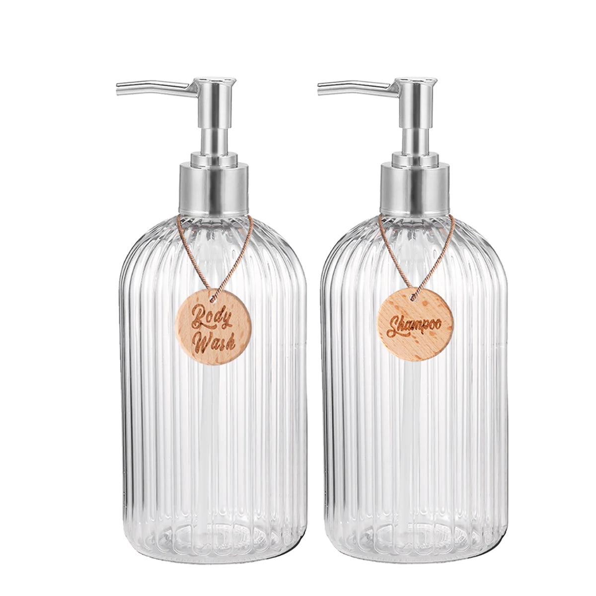 Modern Shampoo and Conditioner Dispenser Set of 3 Refillable Shower Soap Bottles for Bodywash Shampoo Conditioner Bathroom Decor Qme set of 2-A