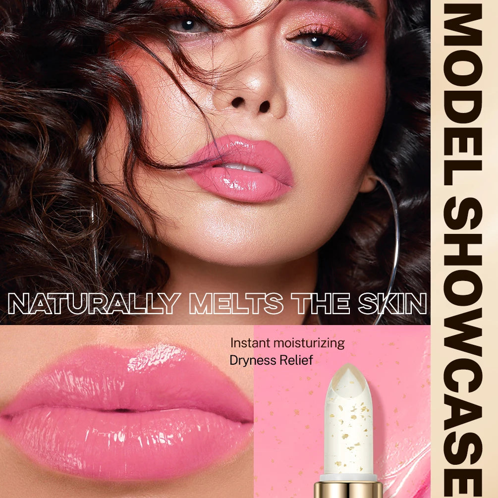 QIBEST Glitter Lip Blam Color Changing Lipstick Transferproof Lasting Non-Sticky Lipstick Moisturizing Shine Lip Stain Cosmetics Qme