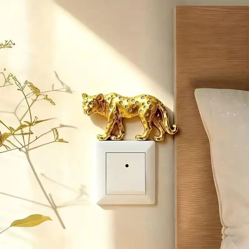 Resin Leopard Light Switch Decoration Self-adhesive Detachable Animal Qme