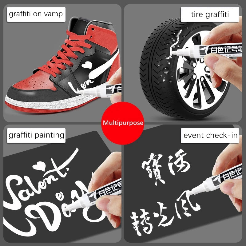 1/3/5pcs Permanent Oily White Marker Pen Waterproof Tire Painting Graffiti Environmental Gel Pen Notebook Drawing Supplies Qme