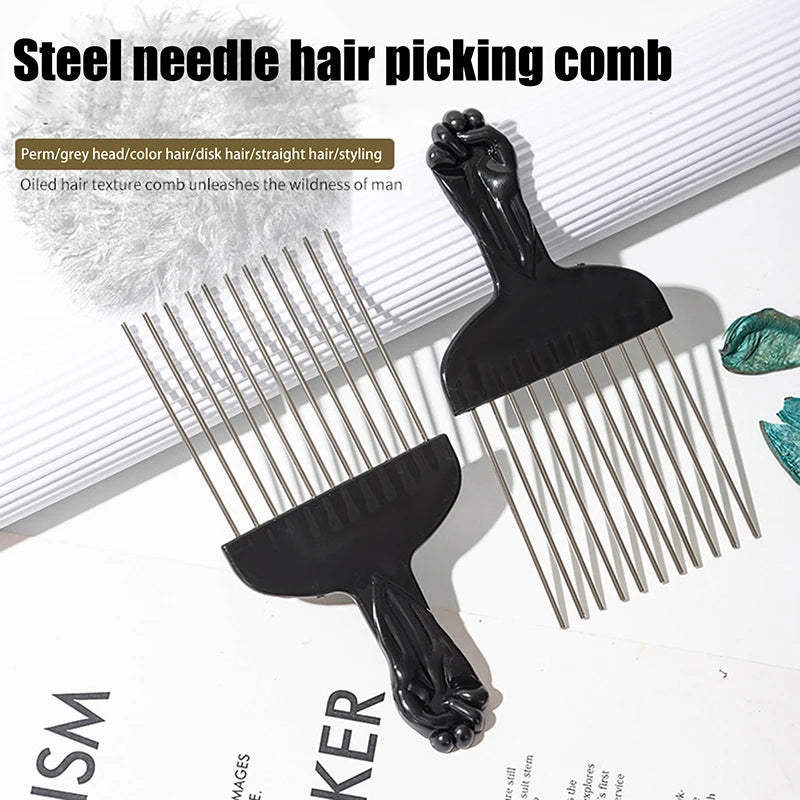 Black Metal African American Pick Comb Hair Combs Hairdressing Salon Qme