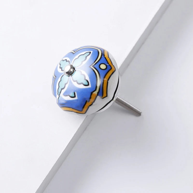 1PCS Multicolor Ceramic Knobs For Cupboard Cabinet Dresser And Furniture Antique Floral Drawer Handle Pull Door Knob Qme A11