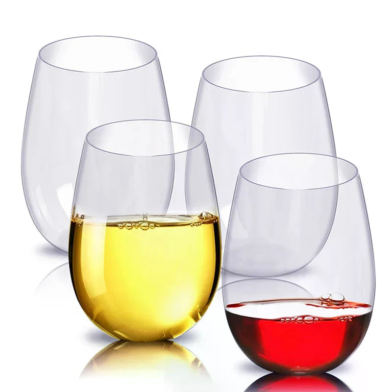 2/4pcs Shatterproof Plastic Wine Glass Unbreakable PET Red Wine Tumbler Glasses Cups Reusable Transparent Fruit Juice Beer Cup Qme