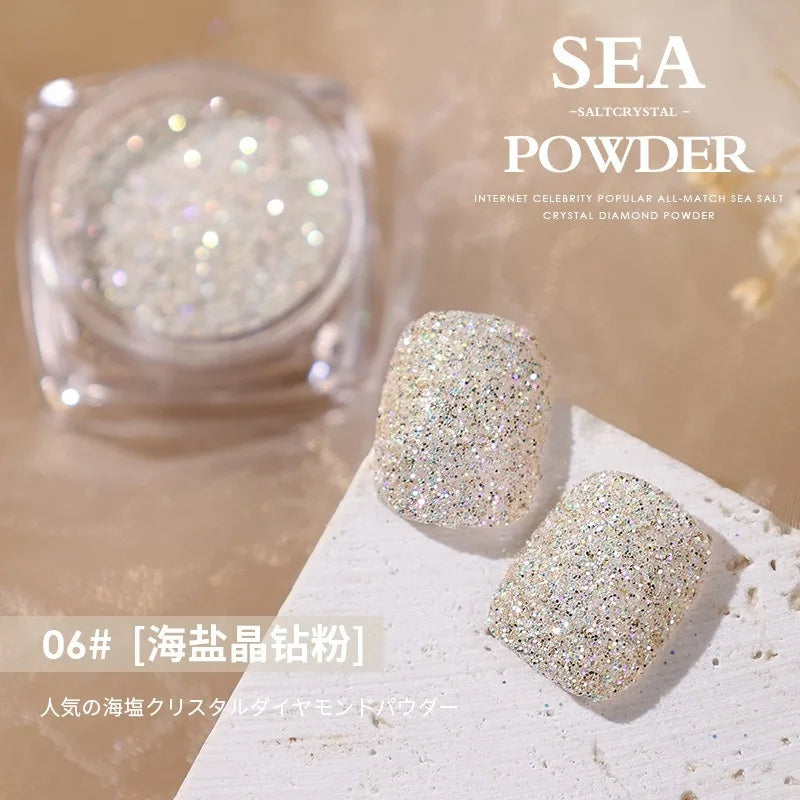 Aurora Sea Salt Crystal Diamond Nail Glitter 12 Colors Super Shiny Sugar Powder Nail Art Decoration Qme 6