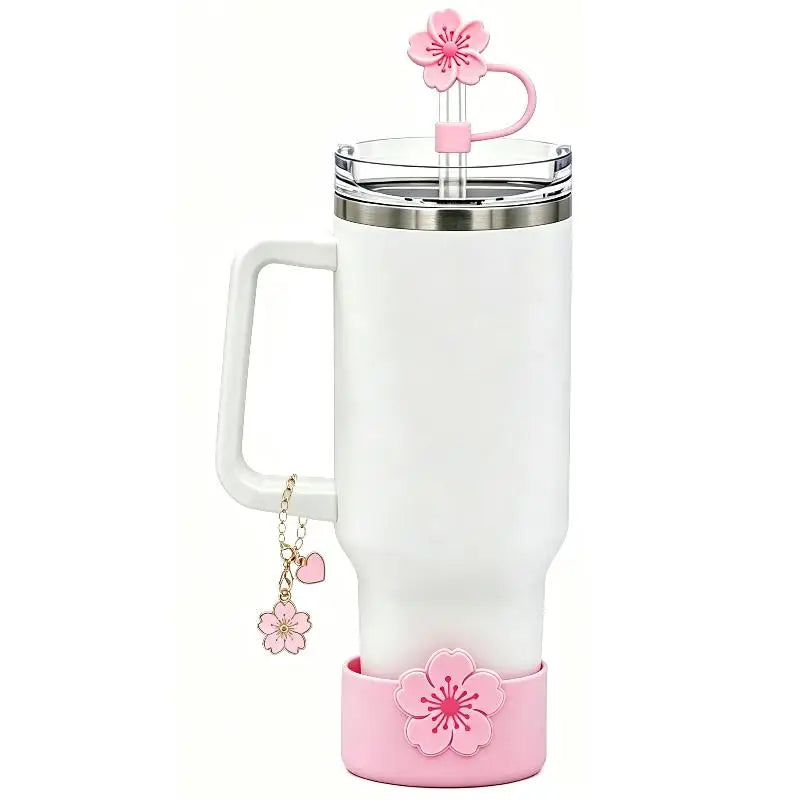 Tumbler Straw Cover Water Bottle Silicone Boot Charm Begonia Shape Qme