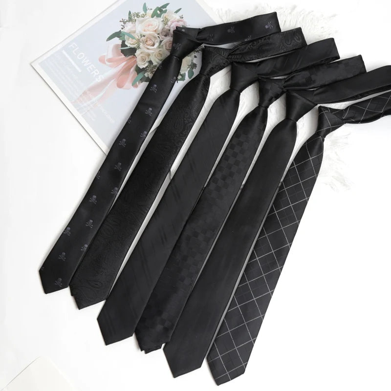 Black Stripe Tie Cufflink Cravat Bowtie Set Wedding Ties Gifts for Men Handky Elegant Necktie for Designer Business Accessories Qme