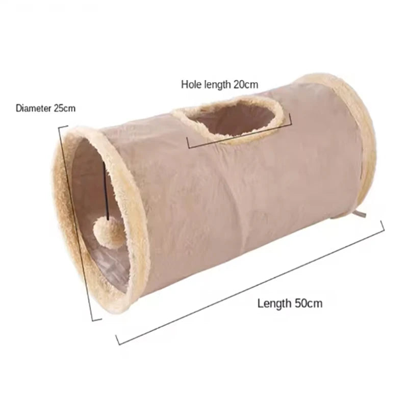 Pet Cat Plush Tunnel Foldable Suede Channel Toy for Self Entertainment and Relaxation Cat Toy Suitable for Cats to Play at Home Qme