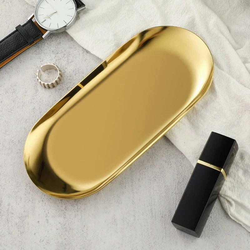 Shape Cosmetics Storage Table Jewelry Tray Multi-functional Home Qme S Gold