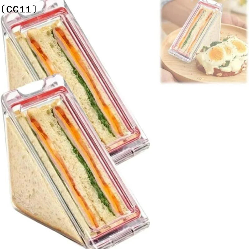 Clear Triangle Sandwich Holder Leakproof Lid BPA Material Office Qme