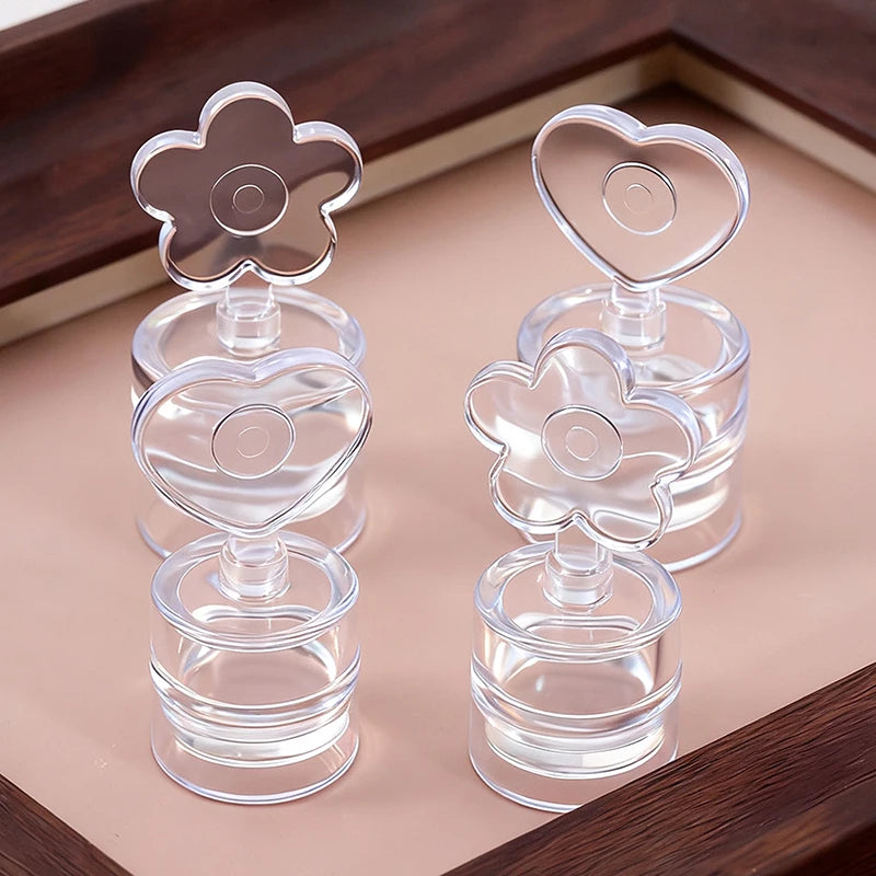 Transparent Nail Stamper Scraper Heart Flowers Shaped Jelly Silicone Qme