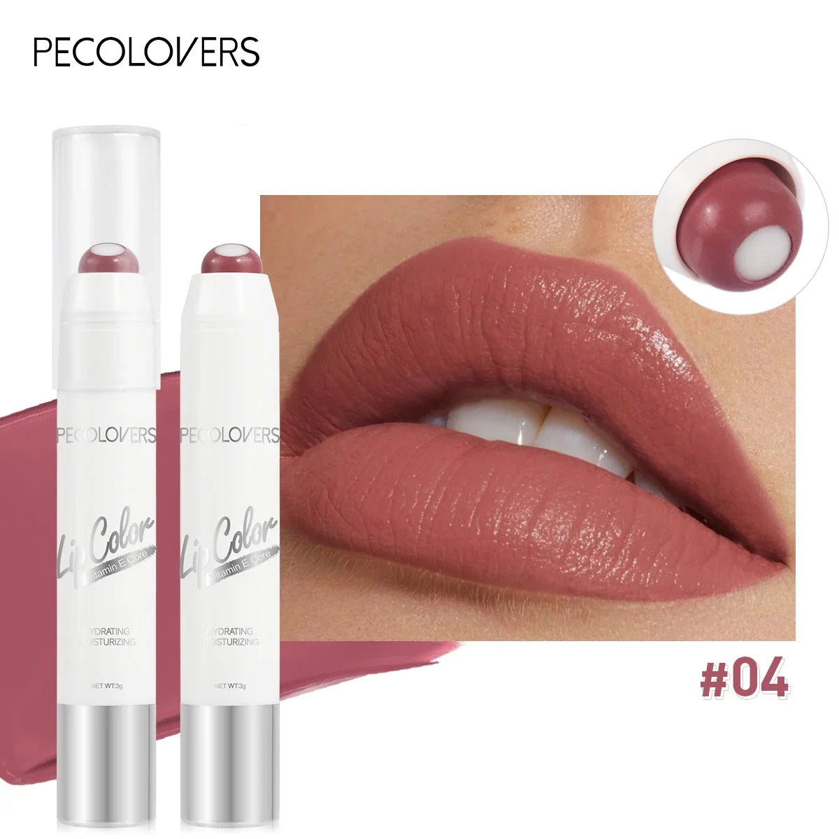 2-in-1 Nude Lipstick Matte Red Lip Balm Moisturizing 6 Colors Qme 04