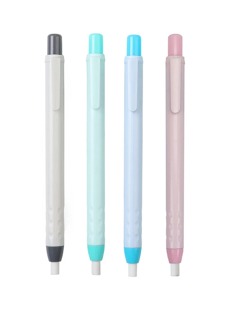 4 Pieces Press Retractable Pencil Eraser Correction Supplies Pen Style Pencil Rubber Writing School Supplies Stationery Qme 4 Pcs