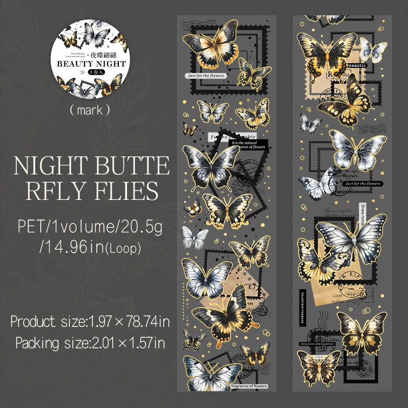 Dark style under the dark night Washi Tapes DIY Scrapbooking Stickers Journal Planner Masking Tapes Stationery Office Supplies Qme E 50mmX2m