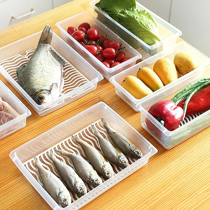 Removable Drain Plate Tray Keep Fruits Vegetables Meat Fish Food Qme