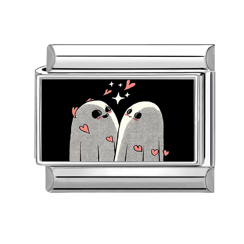 2026 Women Men Colored Star Ghost Cats Halloween Charms Italian Links Fit 9mm Bracelet Stainless Steel DIY Making Jewelry Gift Qme S 9
