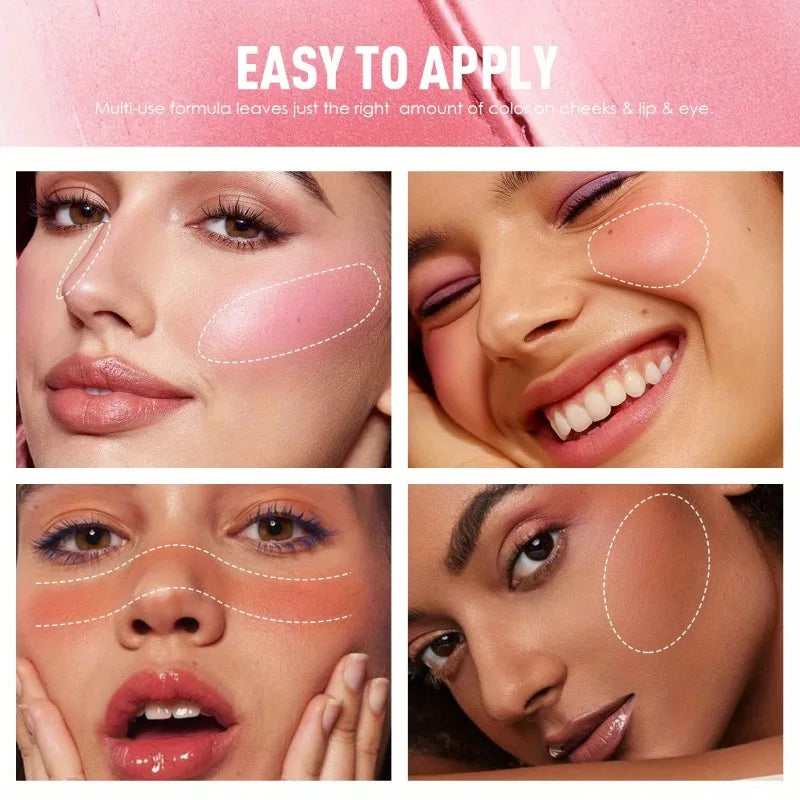 PECOLOVERS Waterproof Blush Cream Long-lasting Pigmentation All Skin Qme