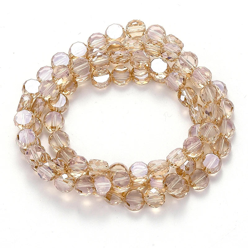 Flat Round Glass Beads Transparent Faceted Glass Spacers Colorful Coin Beads Crystal Loose Beads for Jewelry Making DIY Bracelet Qme Color 3 4mm-145pcs