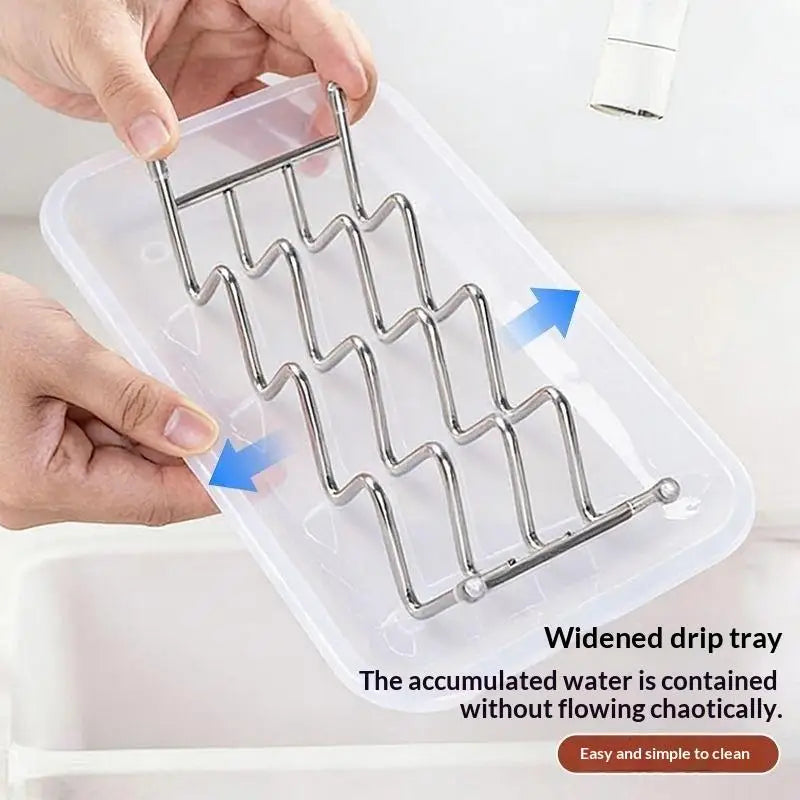 Stainless Steel Soap Rack Drainage Tray Multifunctional Bathroom Qme