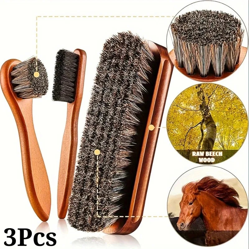 Horsehair Shine Shoes Brush Polish Dauber Applicators Cleaning Qme