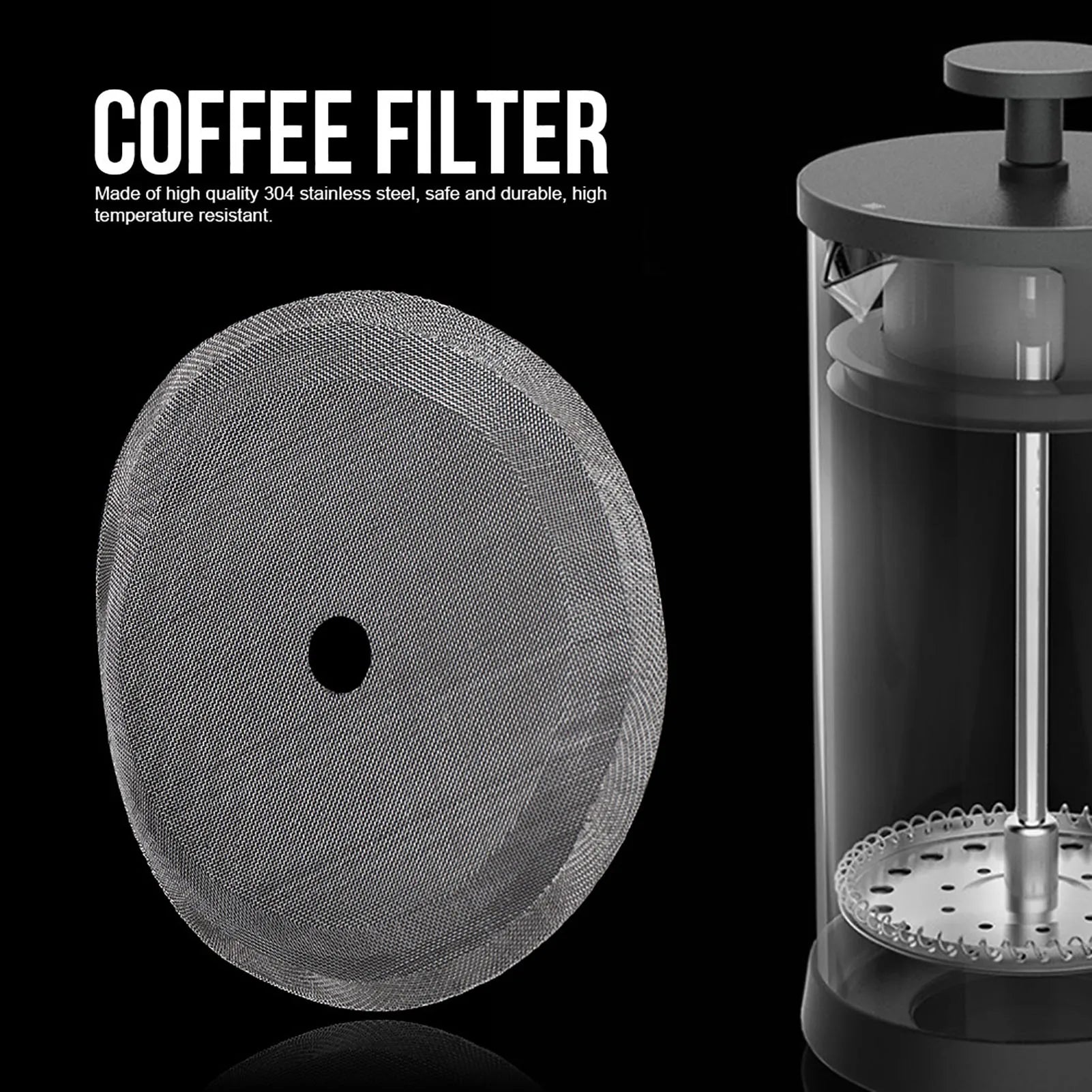 5Pcs 304 Stainless Steel Coffee Filter Reusable Mesh Filter Portable Detachable Coffee Pot Replacement Accessory for Brewing Qme