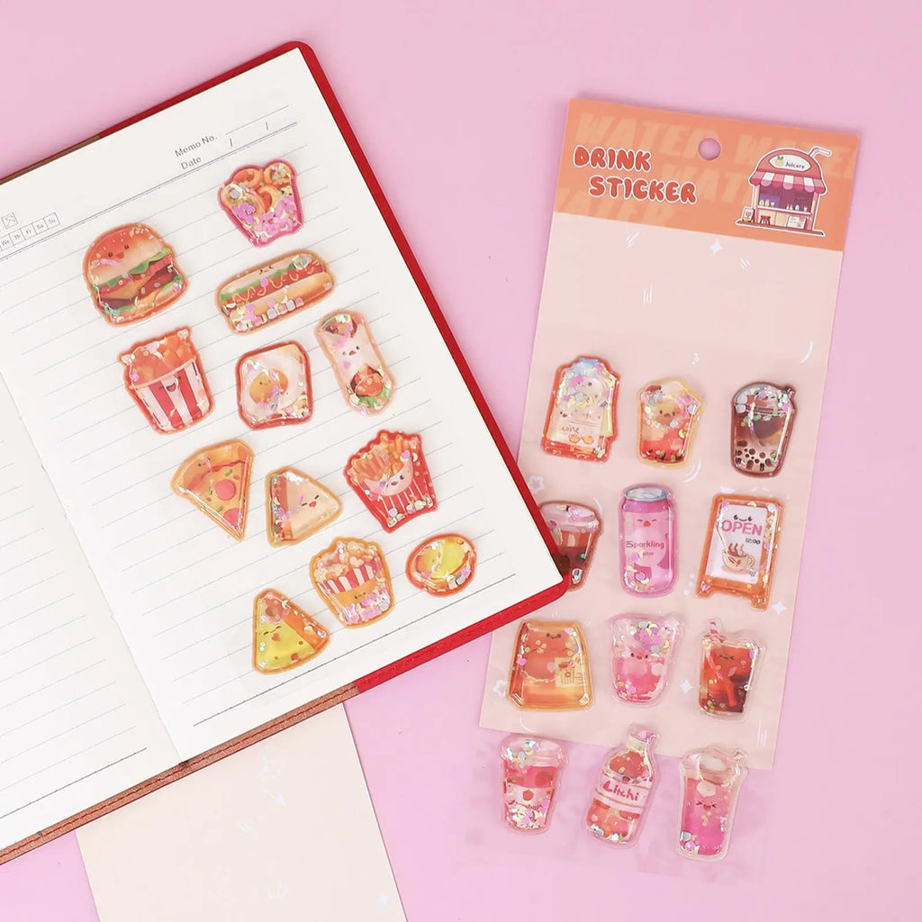 3D Stickers Embossed Adorable Assorted Decals Mini Hamburger Cartoon 3D Stickers for Boys Girls Children Teens Students Laptop Qme