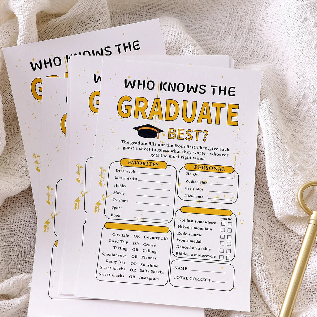 5-50Pcs Yellow Graduate Game Card Graduation Season Creative Gift Tabletop Game for Students Grad Celebration Supplies Qme