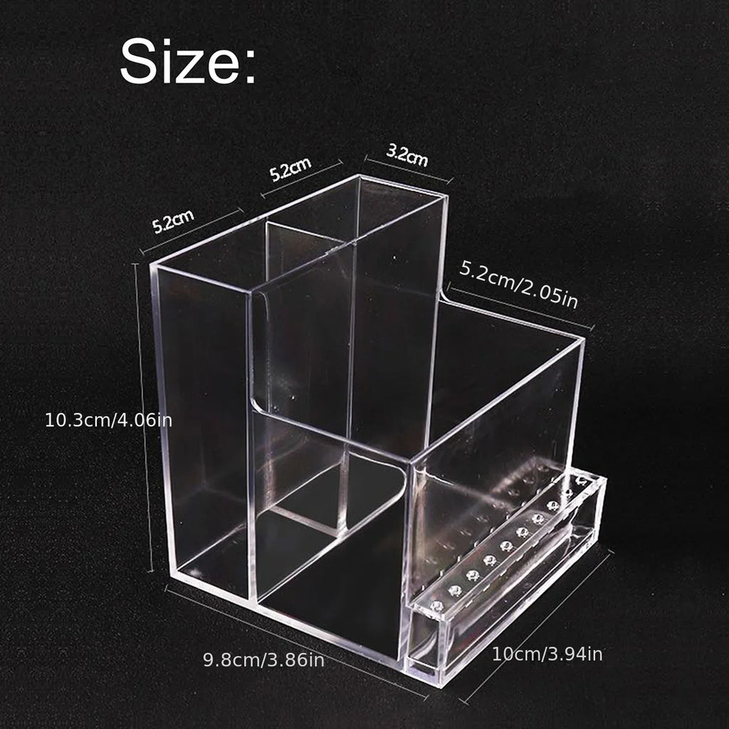 1pc, Transparent Multifunctional Nail Polisher Storage Rack, Nail Polishing Bit Storage Rack Qme