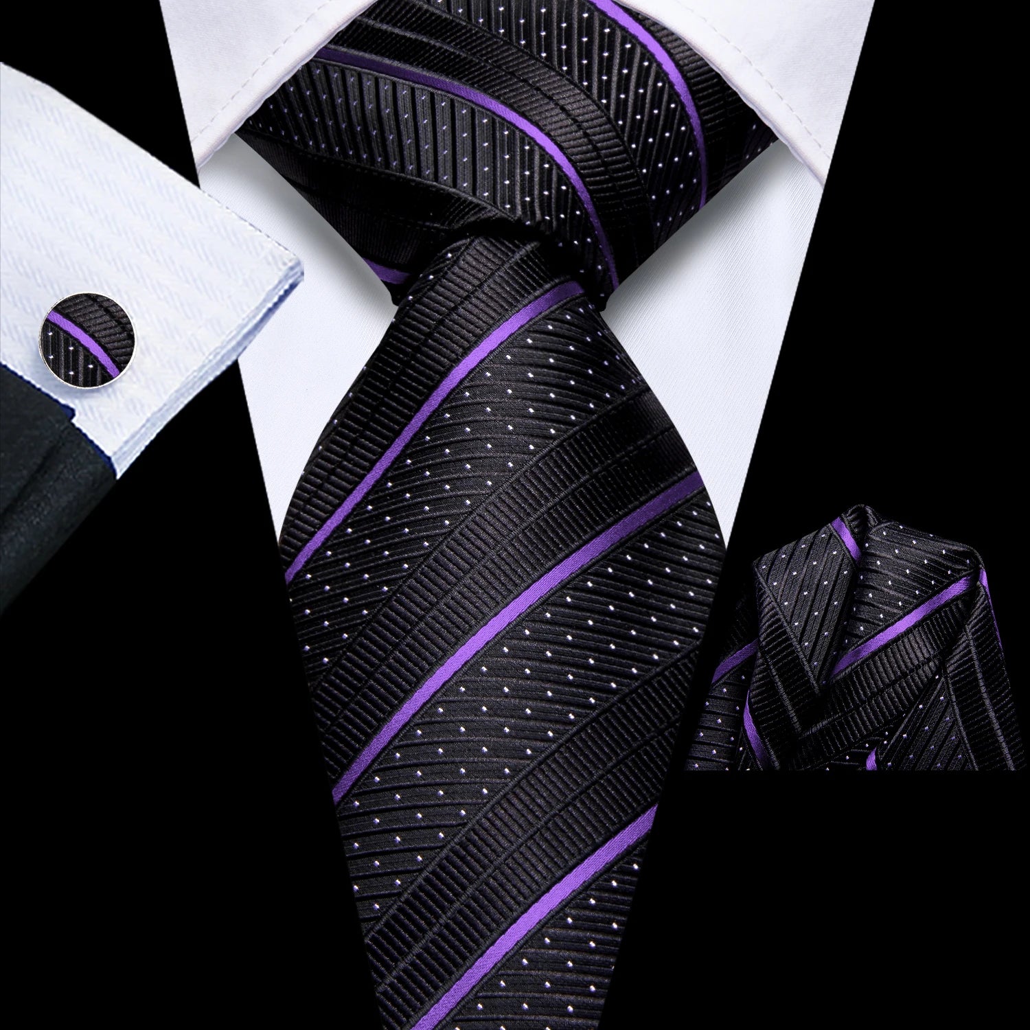 Hi-tie Striped Rose Blue Pink Business Mens Tie Jacquard Necktie Qme N-3960