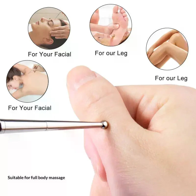 1 Acupuncture Double Head Face Ear Massage Tool Steel Acupressure Pen Qme