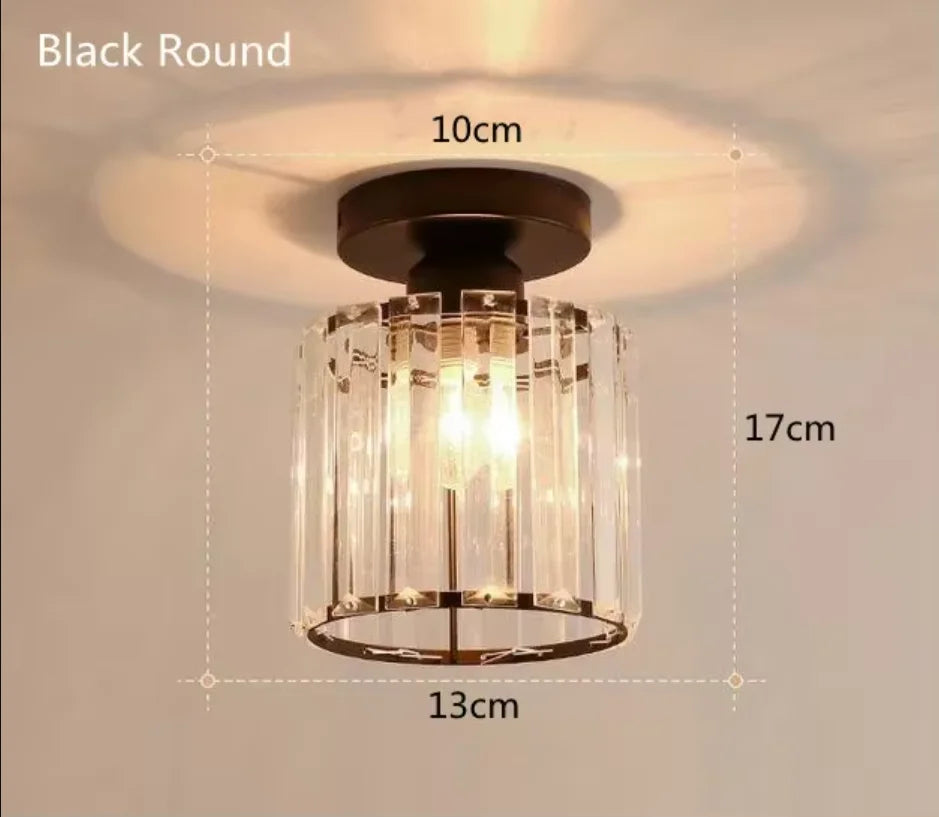 Crystal Ceiling Lamp Modern Lamp Black Kitchen With Transparent Lampshade Corridor Dining Room Entrance Bedroom Lamp Qme 1light