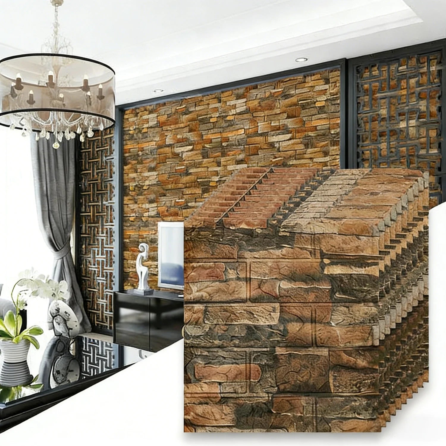 Self Adhesive Foam Brick Wallpaper 38 5x35cm Waterproof Wall Sticker Qme 38.5cmX35cm 10pcs retro yellow