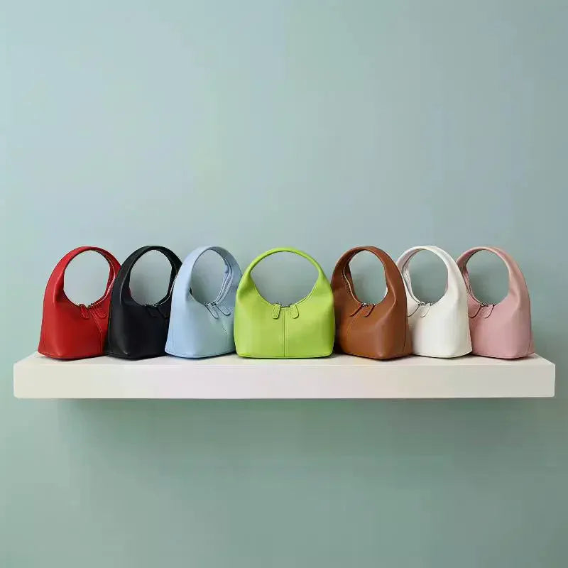 Mini PU Leather Hobo Top Handle Bag With Zipper Closure Multiple Color Choices For Daily Use Shopping Weekend Trips Qme