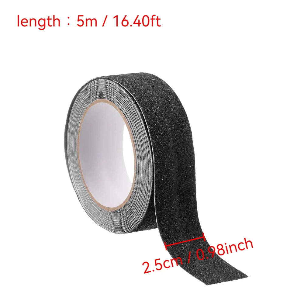 5M Self Adhesive Anti Skid Tape Non Slip Grip Strip for Shower Room Bathroom Floor Tiles Kitchen Stairs Bathtub Edge Qme Black 2.5cmX5m