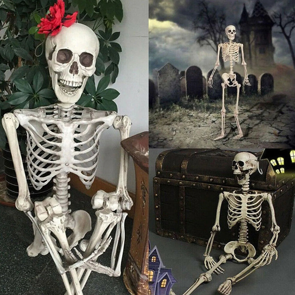 Halloween Skeleton Decors Full Body Faux Human Skeleton Decoration Props Festival Decorations White Skull Frame Qme as show One Size