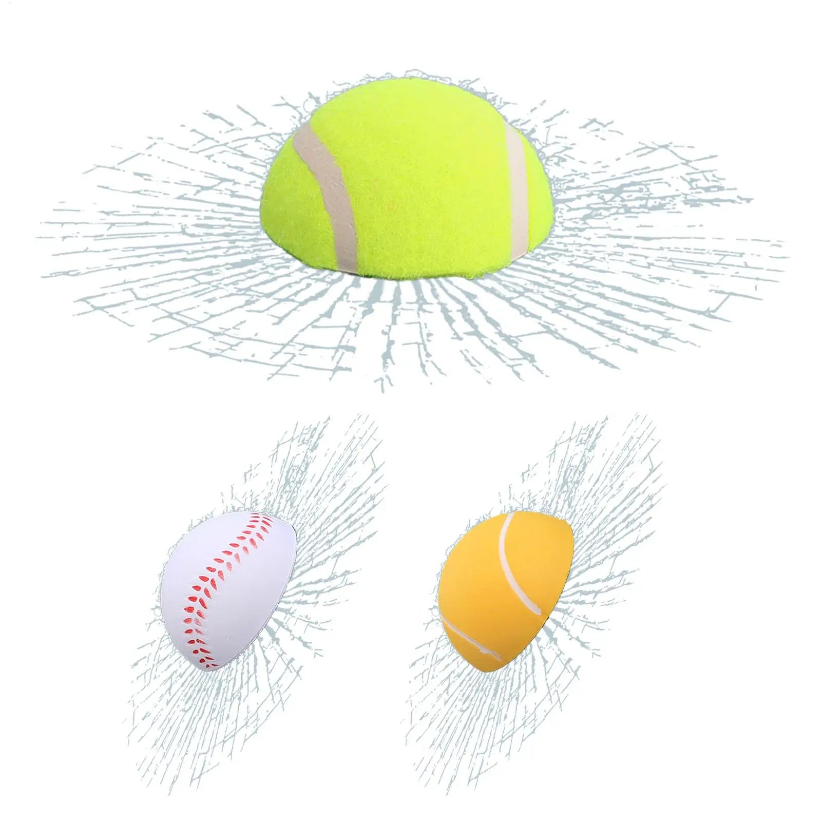 3D Prank Tricky Broken Glass Sticker 3D Tennis Ball Hit Window Sticker Funny Adhesive Decal Waterproof Auto Windshield Qme