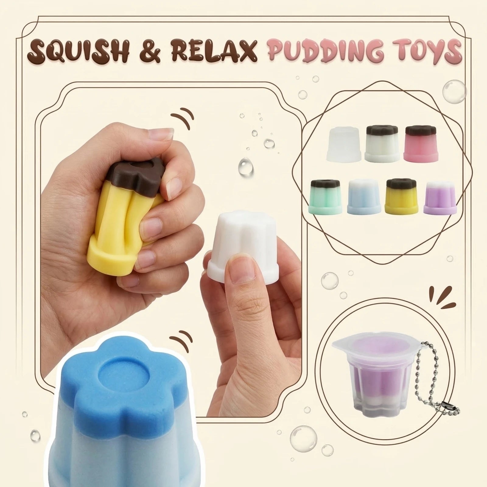 Simulated Colorful Caramel Pudding Squeezable Toys Slow Rebound Hand Toys for Stress Relief Cute and Fun Holiday Gifts Qme