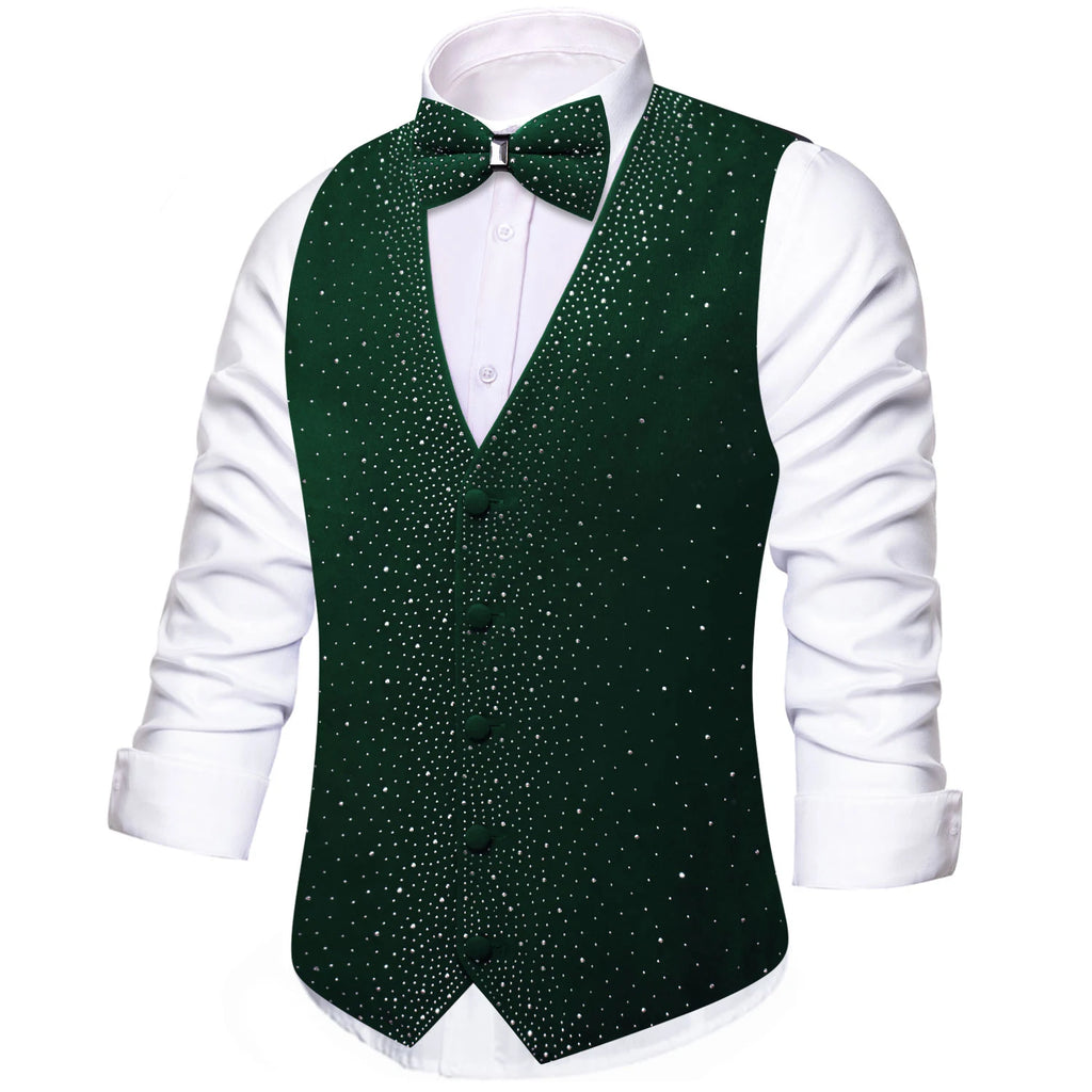 Men's Sparkly Glitter Vest Matching Bow Tie Multi Options Parties Qme