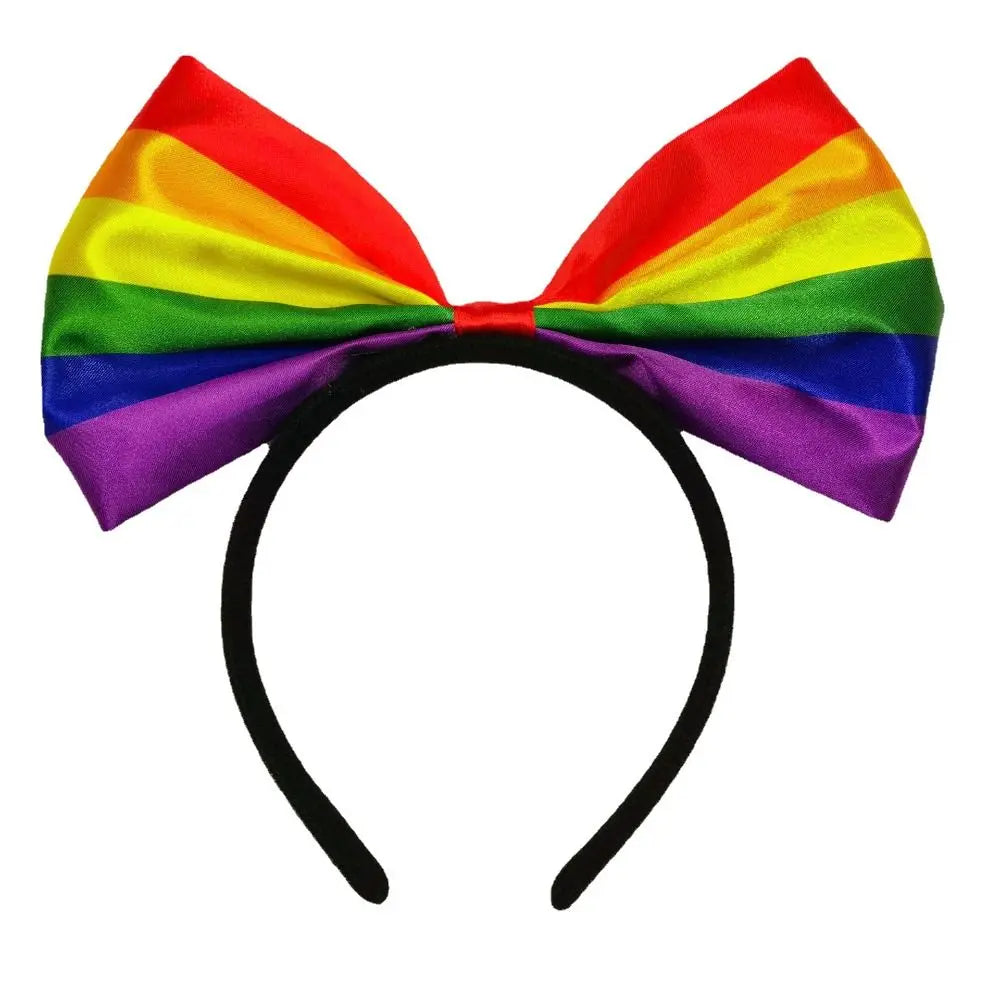 Colorful Rainbow Bowknot Hair Hoop Fabric Art Beautiful Bow Headband Qme 6 colors
