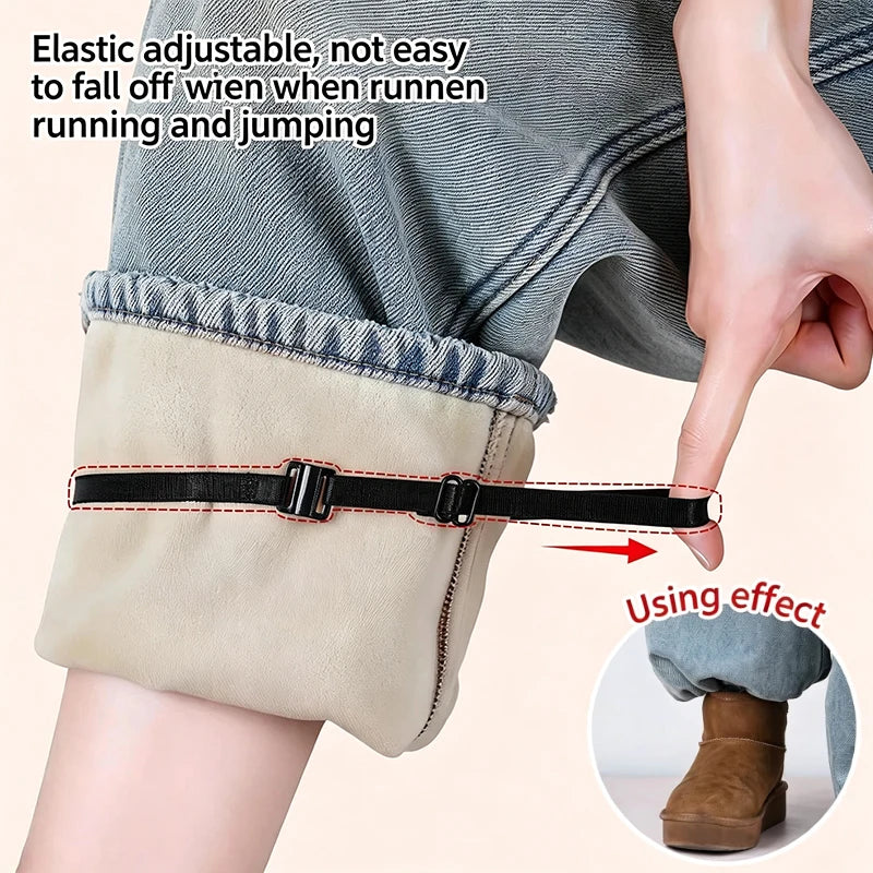2/4Pcs Invisible Leg Shortening Straps,Adjustable No-Sew Hidden Non-slip Pants Edge Bands, Anti-drag Pants Hem Fixing Device Qme