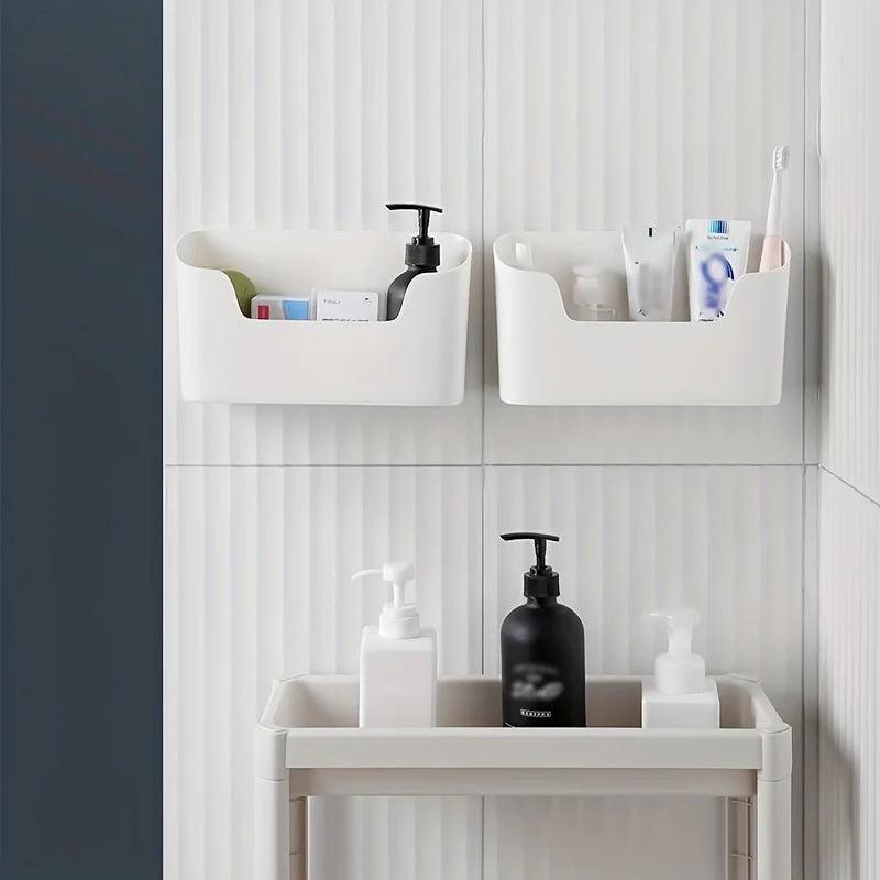 1pc Sink Organizer And Storage, Punc-free Wall-mounted Storage Holder, Wall Organizer, Adhesive Door Mount, Qme