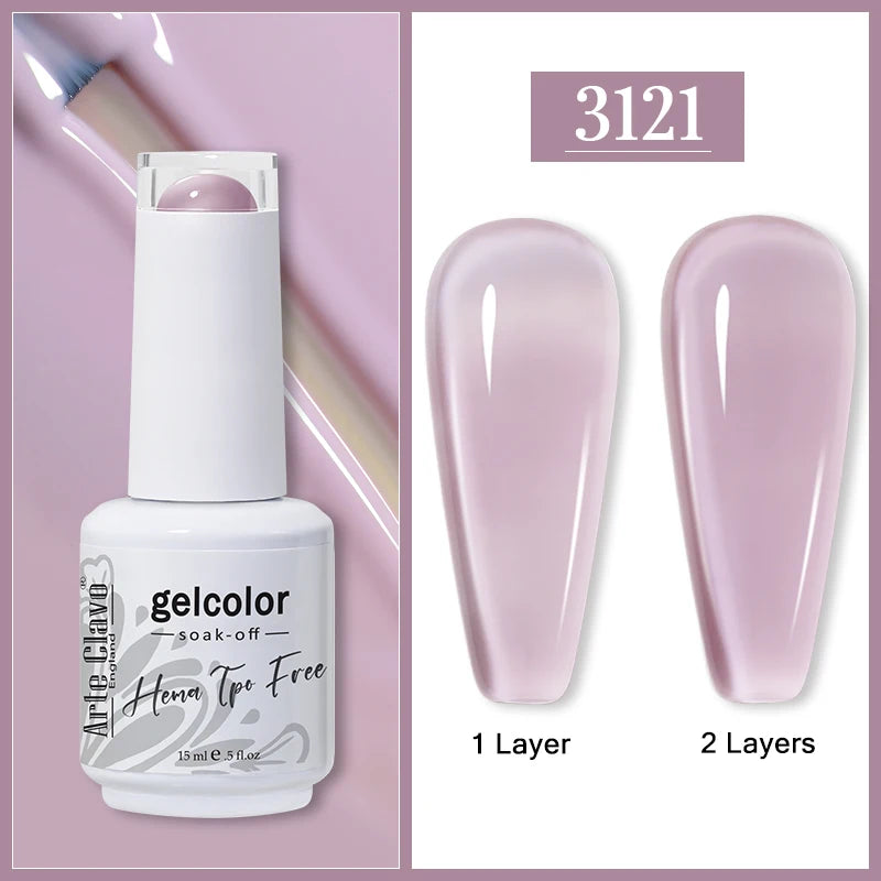 Arte Clavo Jelly Transparent Gel Nail Polish Summer Nude Pink Semi