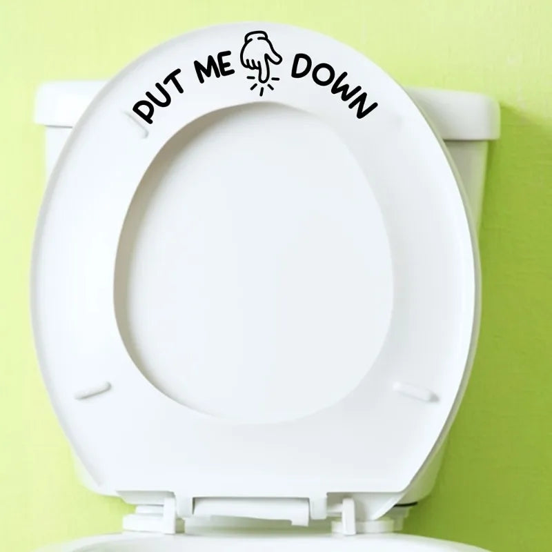 Funny Toilet Sticker PUT ME DOWN Hand Gesture Vinyl Removable Decal Qme