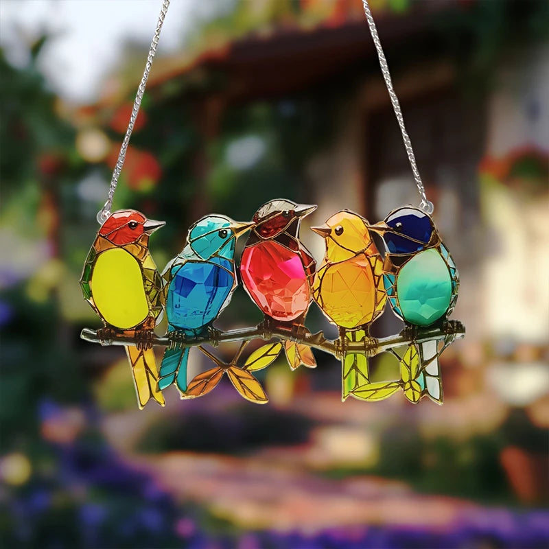 Cute Colorful Bird Pendant Acrylic Car Pendant Garden Garden Decoration Pendants Qme