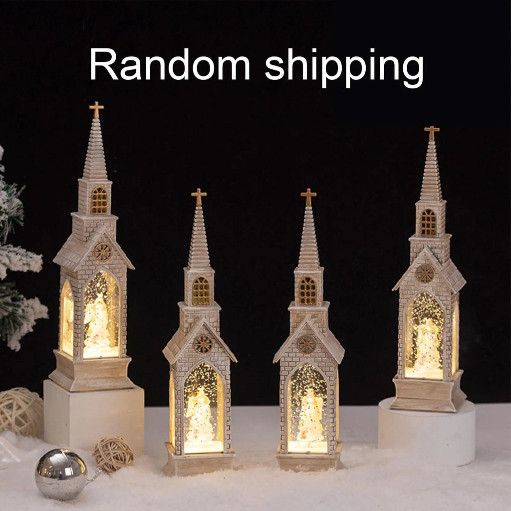 Christmas Tree Night Light LED House Shape Desktop Ornament Santa Qme