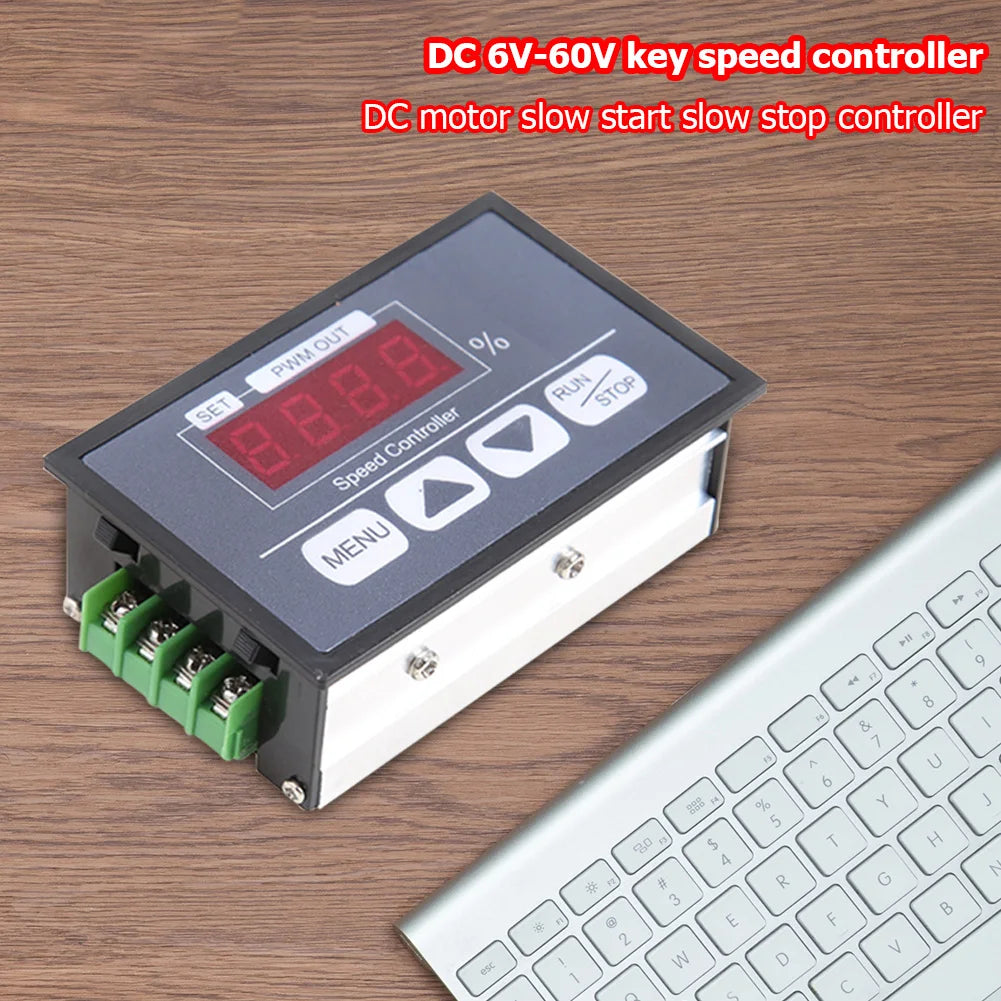Slow Start Soft Stop PWM DC Motor Speed Control Switch Digital Display 6-60V 30A for Household Electricity Accessories Qme