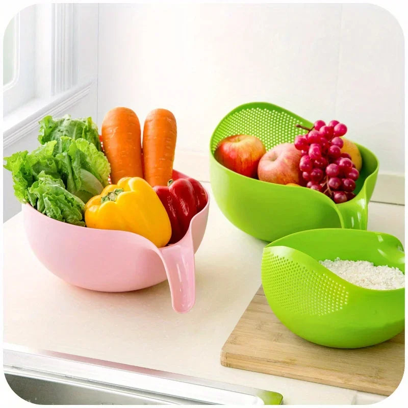 1pc Multi Functional Cleaning and Filtering Basket - with Handle, a Creative Plastic Filter Basket for Fruits and Vegetables Qme