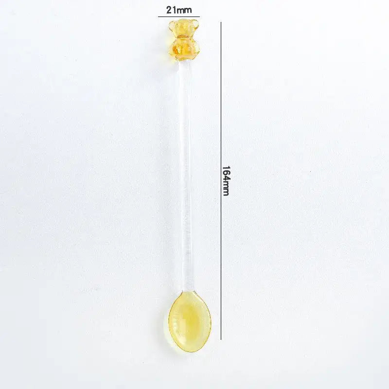 Long Handle Mixing Round Spoon Creative Bear Coffee Kitchen Dessert Qme A3
