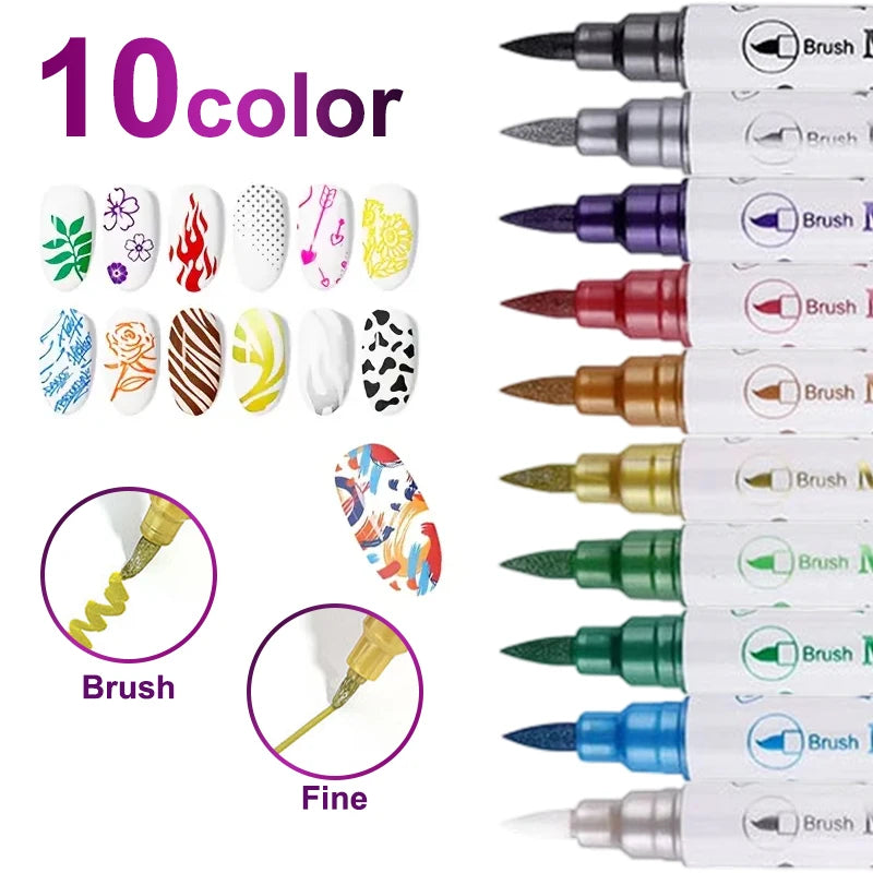 Colourful Waterproof Nail Art Graffiti Pen DIY 3D Drawing Abstract Qme