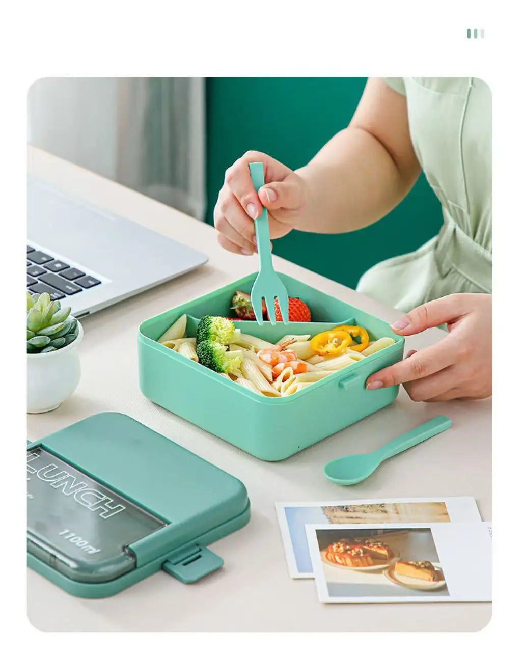 Square Compartment Sealed Lunch Box Microwave Safe Single Layer Qme