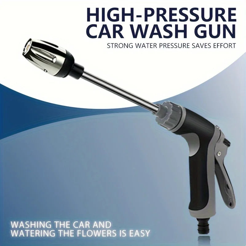 High-pressure long-handled multi-functional car wash gun with foam bottle, suitable for car washing, watering plants, Qme Water Gun